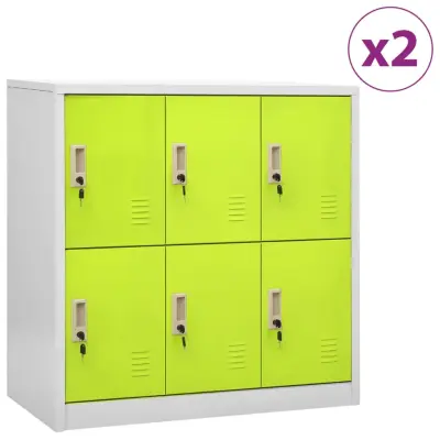 vidaXL Omara s ključavnico 2 kosa siva in zelena 90x45x92,5 cm jeklo