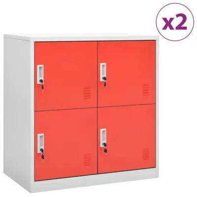vidaXL Omara s ključavnico 2 kosa siva in rdeča 90x45x92,5 cm jeklo