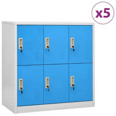 vidaXL Omara s ključavnico 5 kosov siva in modra 90x45x92,5 cm jeklo