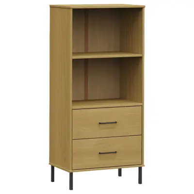 vidaXL Knjižna omara z 2 predaloma rjava 60x35x128,5 cm trden les OSLO