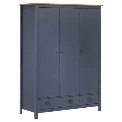 vidaXL Garderobna omara s 3 vrati Hill siva 127x50x170 cm borovina
