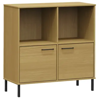 vidaXL Knjižna omara z nogami rjava 90x35x90,5 cm trden les OSLO