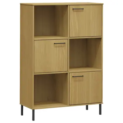 vidaXL Knjižna omara z nogami rjava 90x35x128,5 cm trden les OSLO