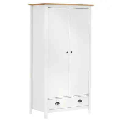 vidaXL Garderobna omara z 2 vrati Hill bela 89x50x170 cm borovina