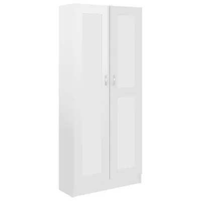 vidaXL Knjižna omara visok sijaj bela 82,5x30,5x185,5 cm iverna plošča