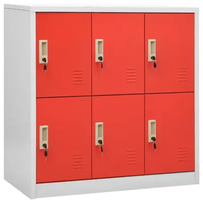 vidaXL Omara s ključavnico svetlo siva in rdeča 90x45x92,5 cm jeklo