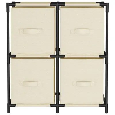 vidaXL Omara s 4 košarami iz blaga krem 63x30x71 cm jeklo