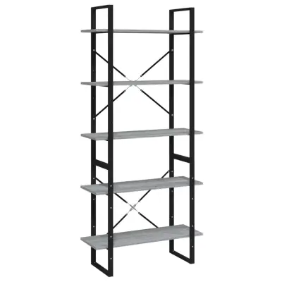 vidaXL Knjižna omara 5-nadstropna siva sonoma 80x30x175 cm inžen. les