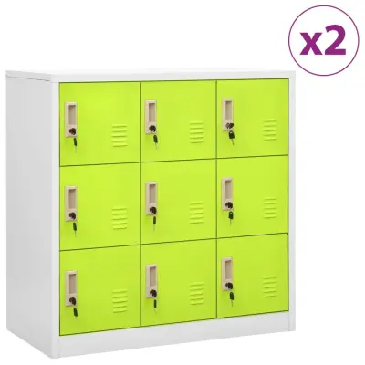 vidaXL Omara s ključavnico 2 kosa siva in zelena 90x45x92,5 cm jeklo