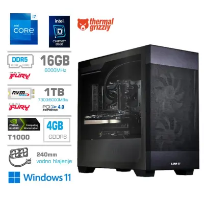 Računalnik MEGA MT S7X WORKSTATION i7-13700F/T1000-4GB/16GB-DDR5/1TB-4.0/750W/Win11Pro/črna