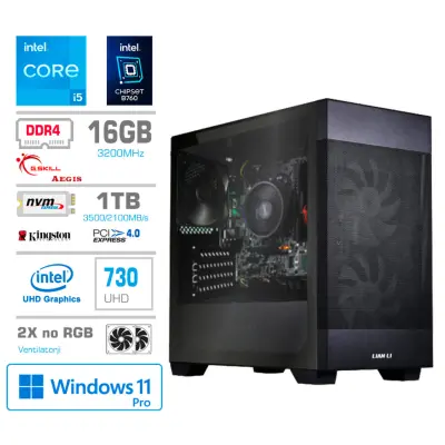 Računalnik MEGA MT S7X BUSINESS i5-13400/Intel 730/16GB/1TB-4.0/750W/Win11Pro/črna