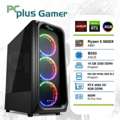 PCPLUS Gamer R5-5600X 32GB 500TB NVMe SSD RTX 4060 8GB OC DDR6 RGB gaming namizni računalnik