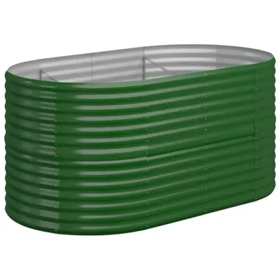 vidaXL Visoka greda iz prašno premazanega jekla 152x80x68 cm zelena