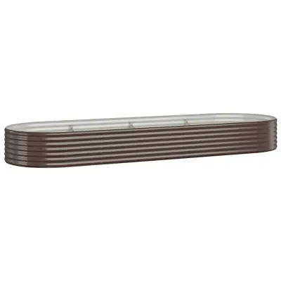 vidaXL Visoka greda iz prašno premazanega jekla 322x100x36 cm rjava