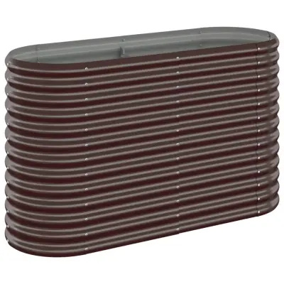 vidaXL Visoka greda iz prašno premazanega jekla 114x40x68 cm rjava