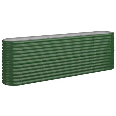 vidaXL Visoka greda iz prašno premazanega jekla 224x40x68 cm zelena