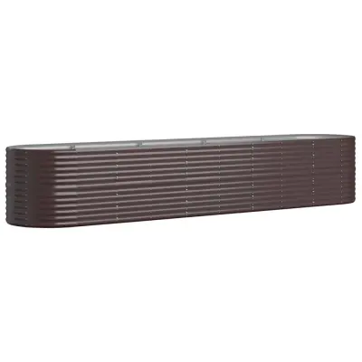 vidaXL Visoka greda iz prašno premazanega jekla 368x80x68 cm rjava