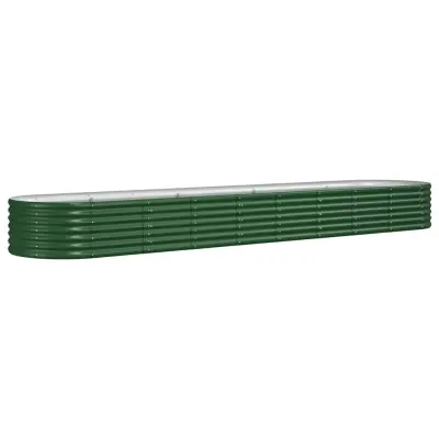 vidaXL Visoka greda iz prašno premazanega jekla 368x80x36 cm zelena
