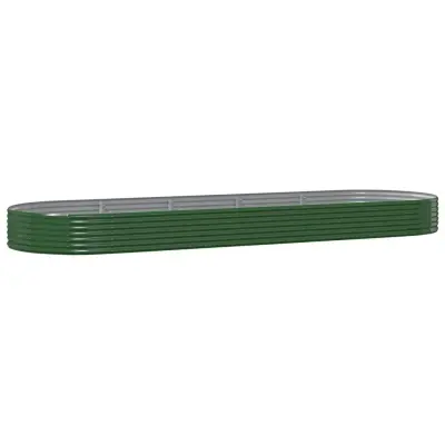 vidaXL Visoka greda iz prašno premazanega jekla 450x140x36 cm zelena