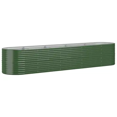 vidaXL Visoka greda iz prašno premazanega jekla 368x80x68 cm zelena