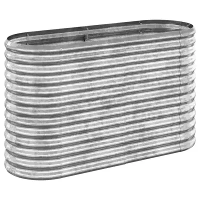 vidaXL Visoka greda iz prašno premazanega jekla 114x40x68 cm srebrna
