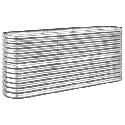 vidaXL Visoka greda iz prašno premazanega jekla 152x40x68 cm srebrna