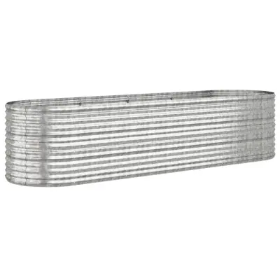 vidaXL Visoka greda iz prašno premazanega jekla 296x80x68 cm srebrna