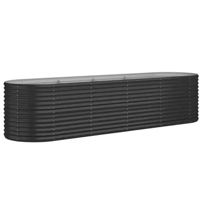 vidaXL Visoka greda iz prašno premazanega jekla 296x80x68 cm antracit