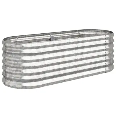 vidaXL Visoka greda iz prašno premazanega jekla 114x40x36 cm srebrna