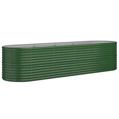 vidaXL Visoka greda iz prašno premazanega jekla 296x80x68 cm zelena