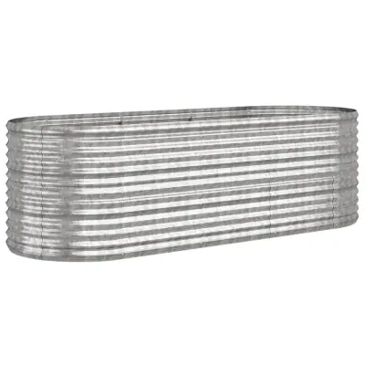vidaXL Visoka greda iz prašno premazanega jekla 224x80x68 cm srebrna