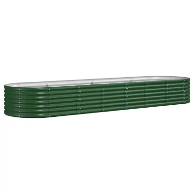 vidaXL Visoka greda iz prašno premazanega jekla 296x80x36 cm zelena