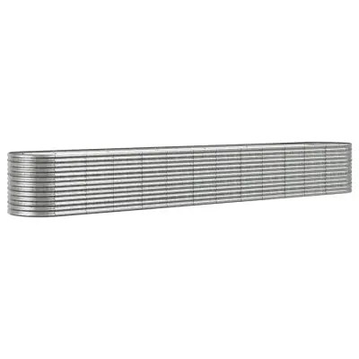 vidaXL Visoka greda iz prašno premazanega jekla 512x80x68 cm srebrna