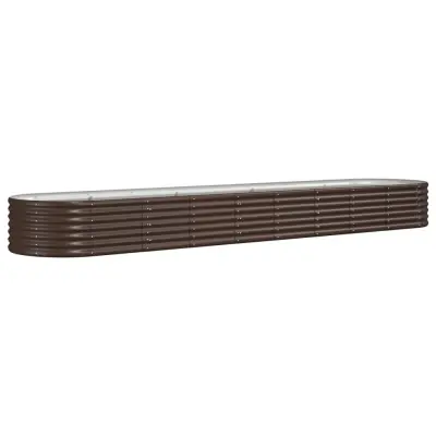 vidaXL Visoka greda iz prašno premazanega jekla 368x80x36 cm rjava
