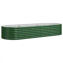 vidaXL Visoka greda iz prašno premazanega jekla 224x80x36 cm zelena