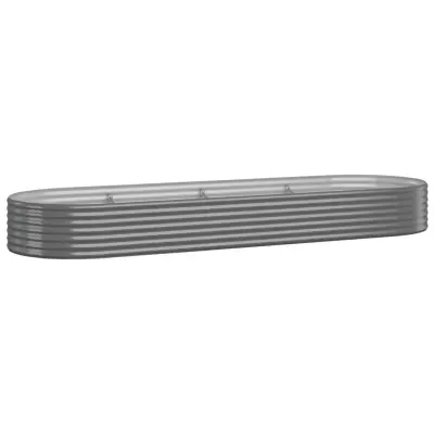vidaXL Visoka greda iz prašno premazanega jekla 322x100x36 cm siva
