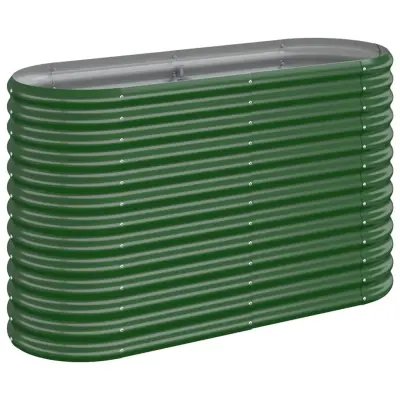 vidaXL Visoka greda iz prašno premazanega jekla 114x40x68 cm zelena