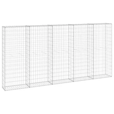 vidaXL Gabionska stena s pokrovi iz pocinkanega jekla 300x30x150 cm