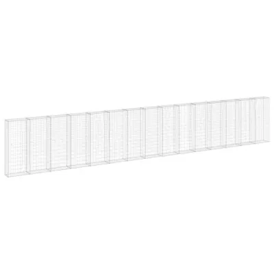 vidaXL Gabionska stena s pokrovi iz pocinkanega jekla 900x30x150 cm