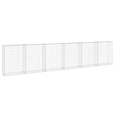 vidaXL Gabionska stena s pokrovi iz pocinkanega jekla 300x30x100 cm