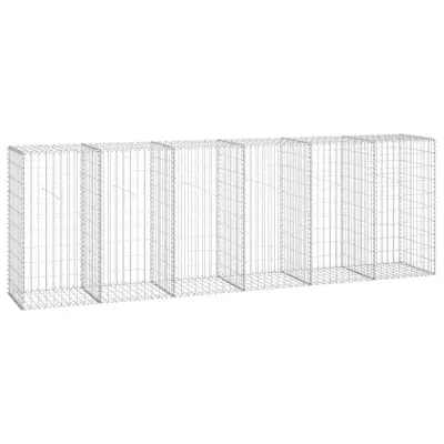 vidaXL Gabionska stena s pokrovi iz pocinkanega jekla 300x50x100 cm
