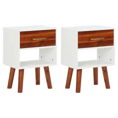 vidaXL Nočna omarica 2 kosa iz trdnega akacijevega lesa 40x30x57 cm