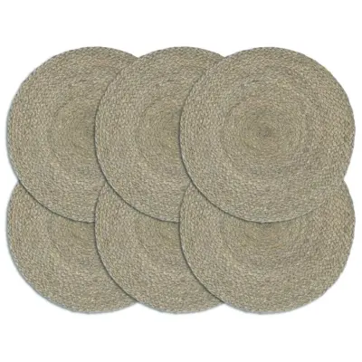 vidaXL Pogrinjki 6 kosov sivi 38 cm okrogli iz jute