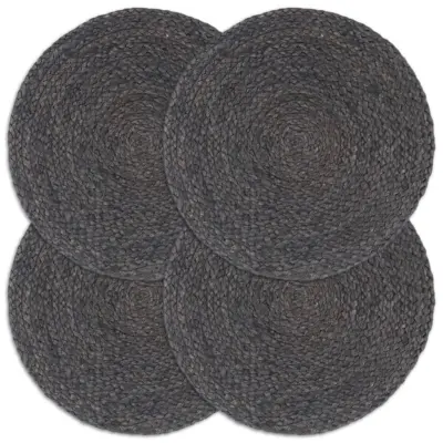 vidaXL Pogrinjki 4 kosi temno sivi 38 cm okrogli iz jute
