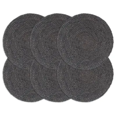 vidaXL Pogrinjki 6 kosov temno sivi 38 cm okrogli iz jute