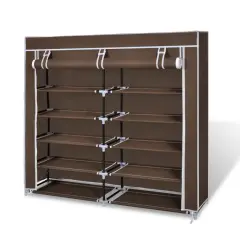 vidaXL Omara za čevlje iz blaga s prevleko 115 x 28 x 110 cm rjava