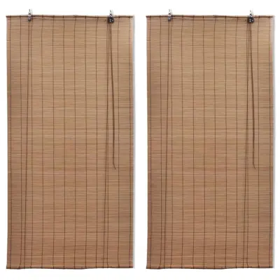 vidaXL Rolo senčilo iz bambusa 2 kosa 150x220 cm rjave barve