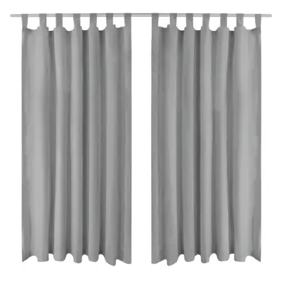 vidaXL Zavese iz mikro satena 2 kosa z zankami 140x225 cm sive barve
