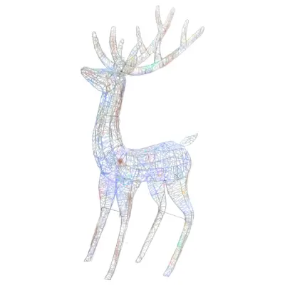 vidaXL XXL božični jelen iz akrila 250 LED lučk 180 cm večbarven