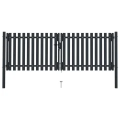 vidaXL Dvojna vrata za ograjo iz jekla 306x175 cm antracitna